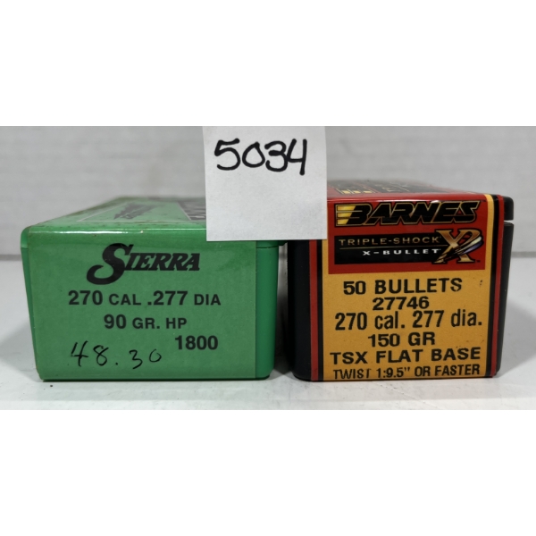 BULLETS: 150X BARNES & SIERRA .270 - 150 & 90 GR - TSX FLAT BASE & HP