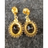 Image 4 : SMOKEY TOPAZ & GOLD TONED EARRINGS & NECKLACE SET