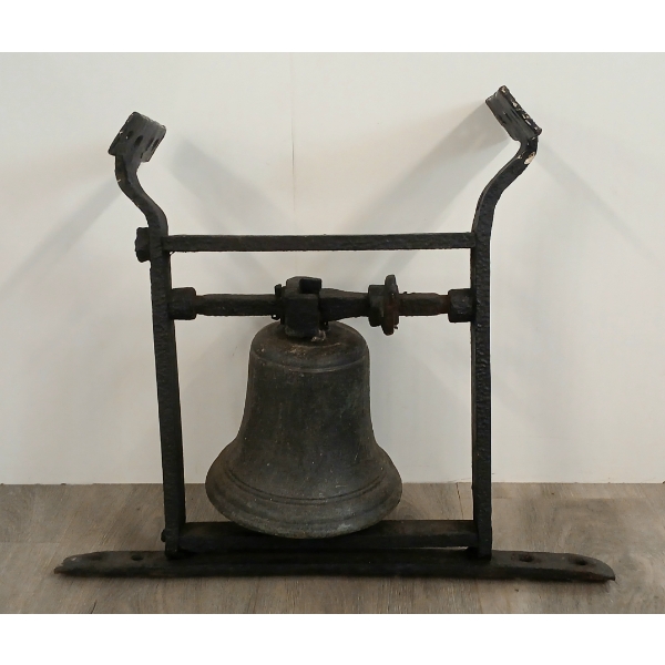 SCHOOLHOUSE BELL - BRONZE W/ CAST IRON FRAME - C. LATE 19TH / EARLY 20TH CENTURY