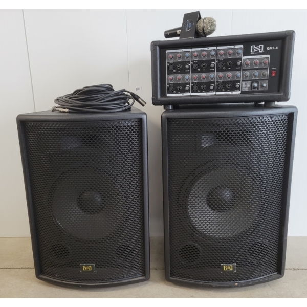 LOT OF 4 - HOSA TECHNOLOGY SPEAKERS, AMP & MICROPHONE
