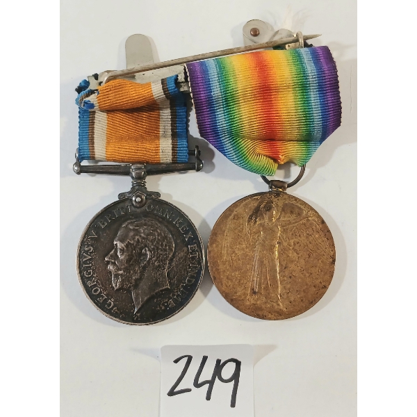 LOT OF 2 - WWI MEDALS - 136552 PTE. J. CRAWFORD 5-C.M.R. 