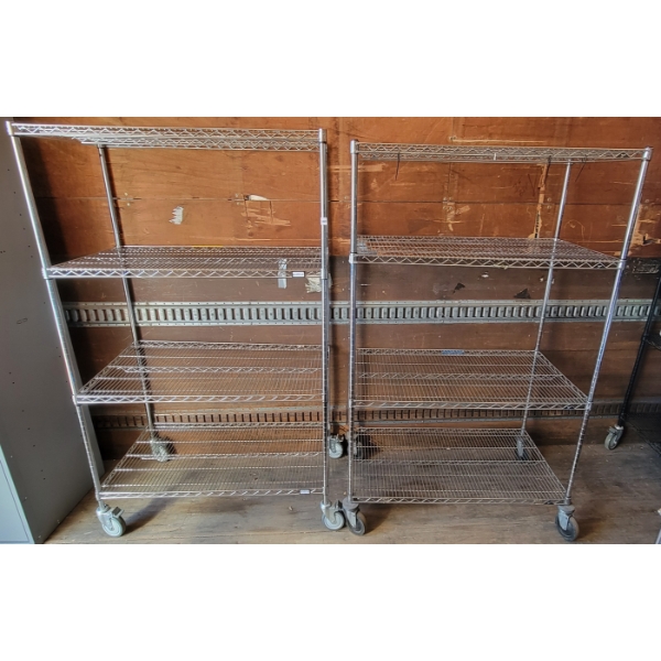 LOT OF 2 - ULINE STAINLESS STEEL WIRE RACKING