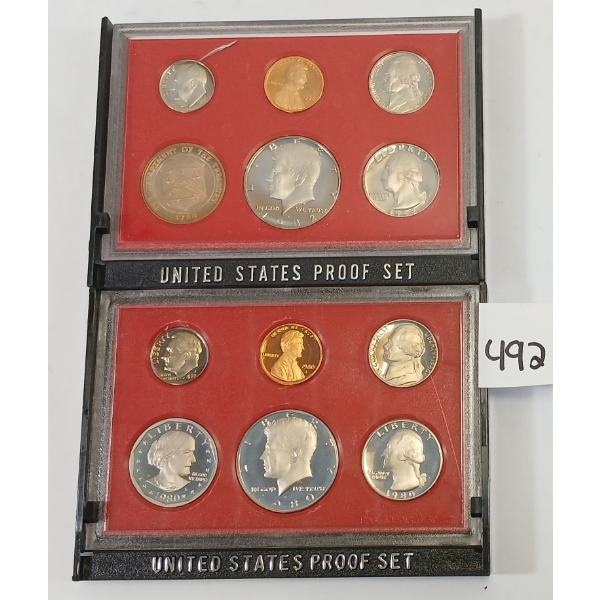 LOT OF 3 - U.S. PROOF SETS & STAMP SET - INCL 1980 & 1982