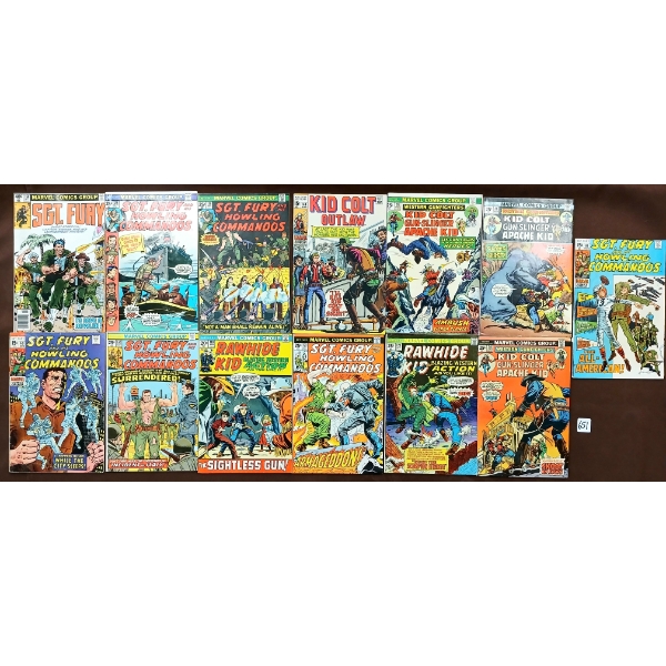 LOT OF 13 - MARVEL COMIC BOOKS - SGT. FURY, KID COLT & RAWHIDE KID
