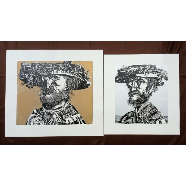 LOT OF 2 - MAN'S PORTRAIT BY ENDRE SZASZ (1926-2003) - PRINT