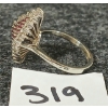 Image 2 : LADIES' 18K WHITE GOLD NAVETTE RING W/ DIAMOND & RUBIES CLUSTER