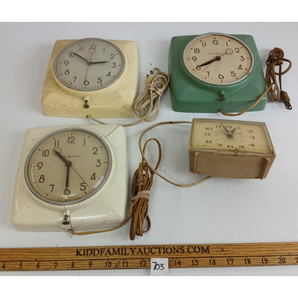 LOT OF 4 - GENERAL ELECTRIC WALL CLOCKS & ALARM