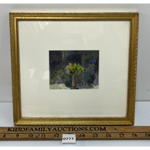 GARDEN SCENE BY L. GERALD(?) - FRAMED WATERCOLOUR ON PAPER