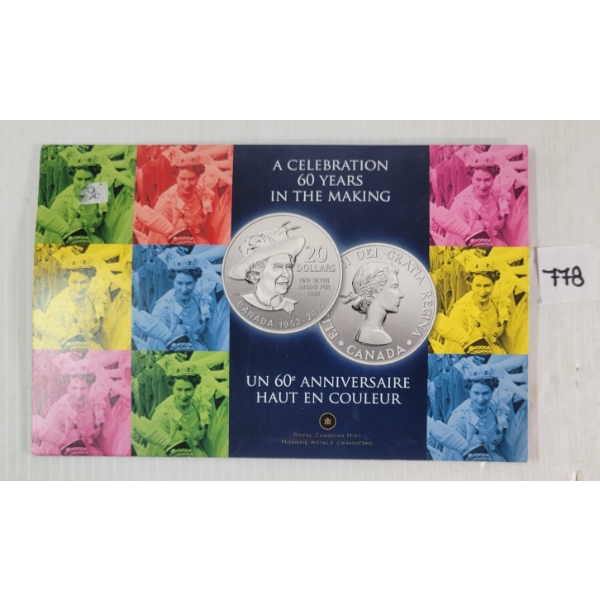 2012 RCM $20 SILVER COIN - A CELEBRATION 60 YEARS IN THE MAKING