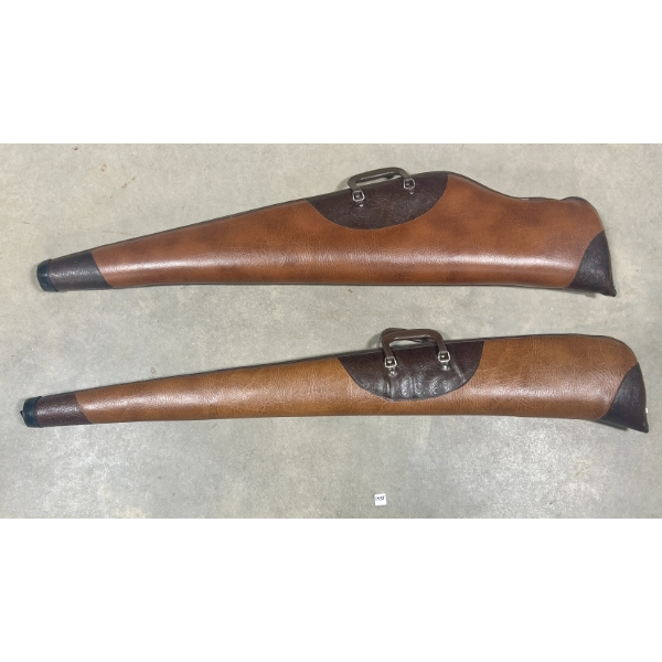 LOT OF 2 - LEATHER & CANVAS RIFLE & SHOTGUN CASES