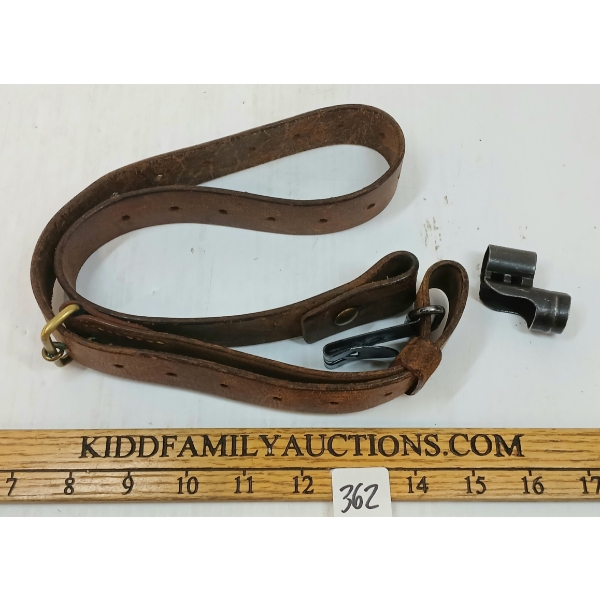 LOT OF 2 - SWEDISH MAUSER SLING & MODEL 38 FRONT SIGHT HOOD