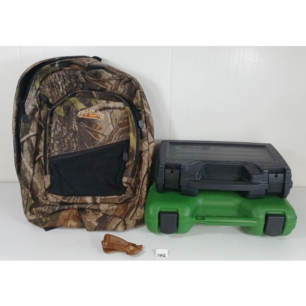 LOT OF 4 - GRIPS, FIELD LINE PACK, REMINGTON & PLANO HANDGUN CASES - SEE ALL PICS