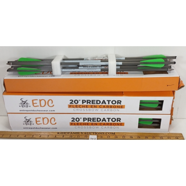 LOT OF 3 - EDC 20IN PREDATOR CARBON CROSSBOW BOLTS