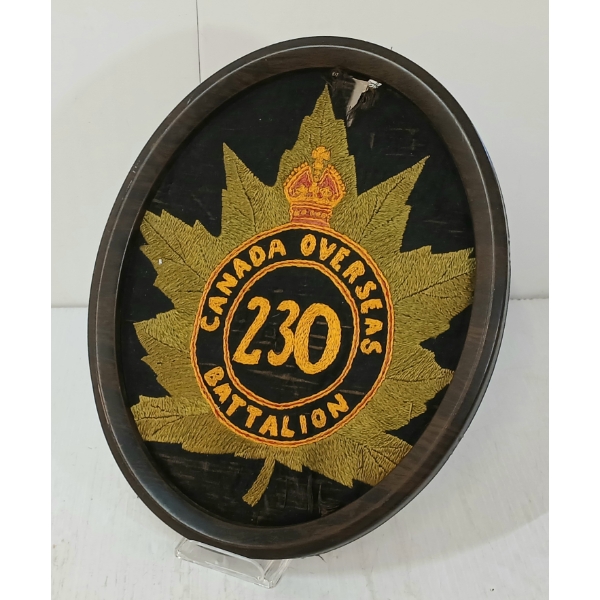 CANADA OVERSEAS BATTALION 230 - FRAMED PATCH