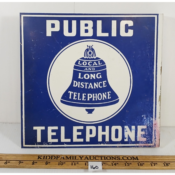 PUBLIC TELEPHONE DBL SIDED METAL FLANGE SIGN