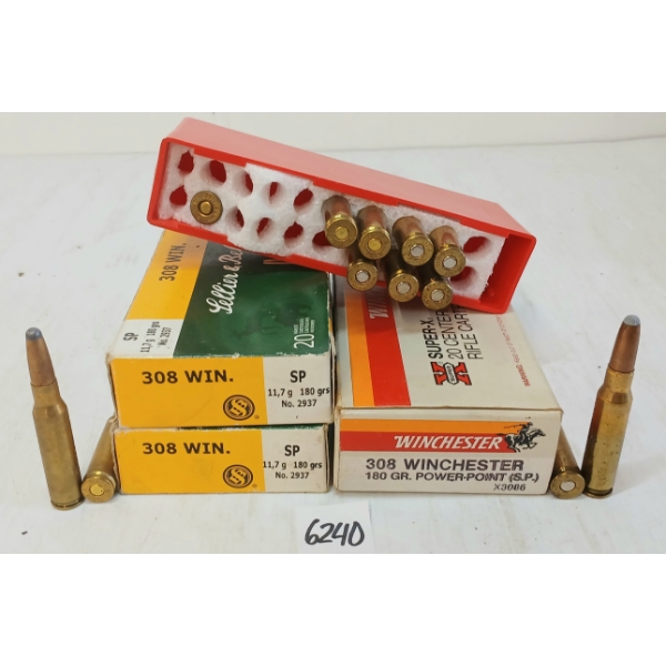 AMMO / BRASS: 50X MIXED .308WIN - 180GR