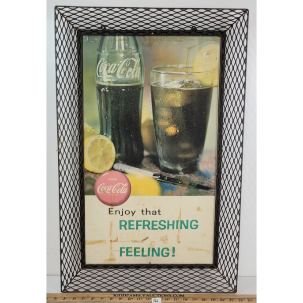 "ENJOY THAT REFRESHING FEELING" COCA-COLA WIRE FRAMED ADVERTISEMENT
