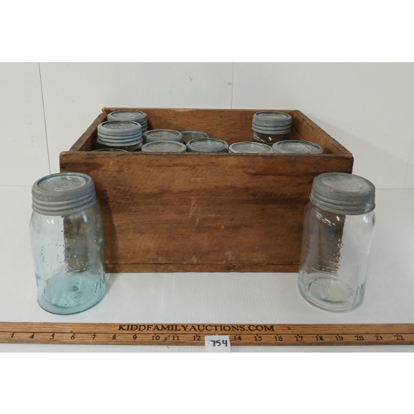 LOT OF 15 - CROWN CANNING JARS & UNMAKRED CRATE