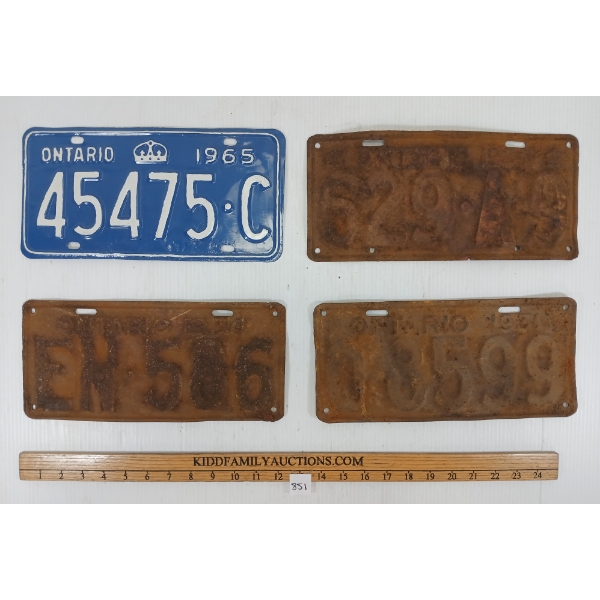 LOT OF 4 - ONTARIO LICENCE PLATES - INCL 1931, 1934 & 1937