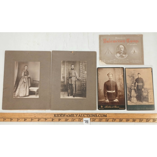 QTY OF WWI CDN PHOTOS - INCL SOUVENIR VALCARTIER CAMP ALBUM, KINGSTON & NAPANEE CABINETS, ETC