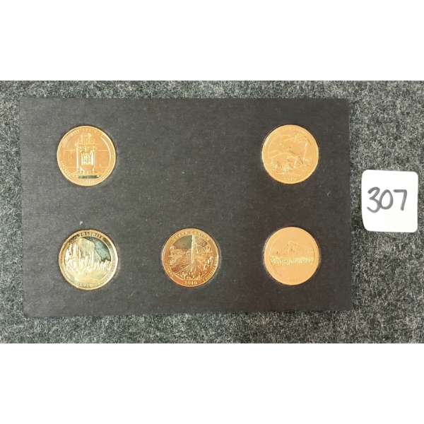 2010 U.S. MINT NATIONAL PARK 25 CENT COINS - 24K GOLD PLATE