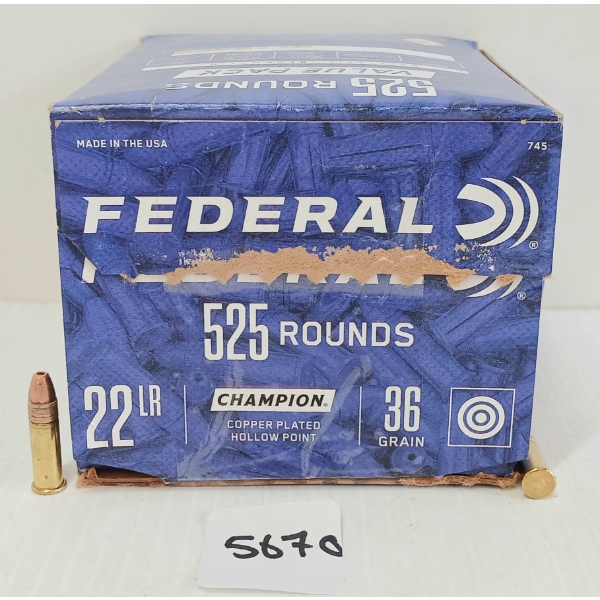 AMMO: APPROX 525X FEDERAL CHAMPION .22 LR - 36GR - HP