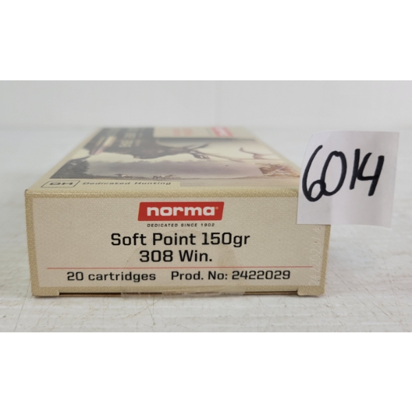 AMMO: 20X NORMA .308WIN - 150GR - SP - SEALED