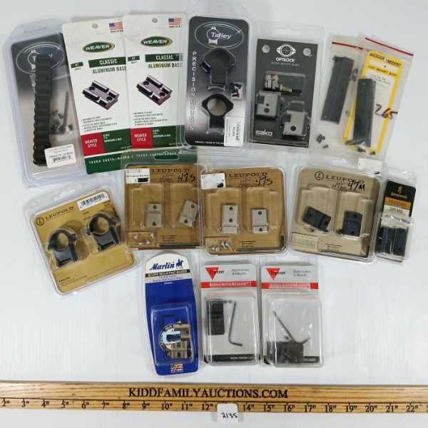 QTY OF SCOPE BASES / MOUNTS & RINGS - INCL LEUPOLD 1IN, WEAVER BROWNING A-BOLT, ETC