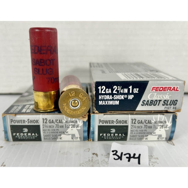 AMMO: 15X FEDERAL 12 GA 2-3/4 IN - HP SABOT SLUGS