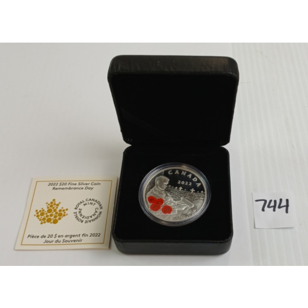 2022 RCM REMEMBRANCE DAY $20 FINE SILVER COIN