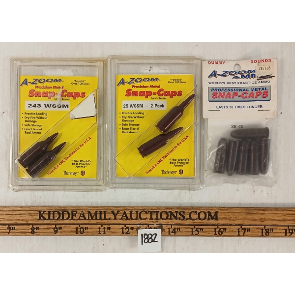 LOT OF 3 - SNAP-CAPS LOADING PRACTICE ROUNDS - INCL .243WSSM, .25WSSM & .38-40