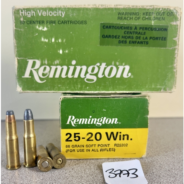 AMMO / BRASS: 74X LIVE & 26X BRASS REMINGTON .25-20 WIN - 86 GR SP & LFP