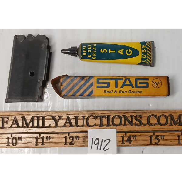 LOT OF 2 - MOSSBERG? 22 CAL MAG & STAG REEL / GUN GREASE - PAL REQ.