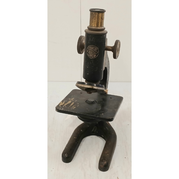 C. BAKER (LONDON) 9608 MICROSCOPE - ENAMEL / BRASS - C. EARLY 20TH CENTURY