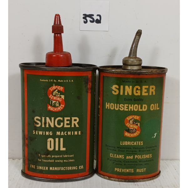 LOT OF 2 - SINGER HOUSEHOLD & SEWING MACHINE 3OZ OILERS