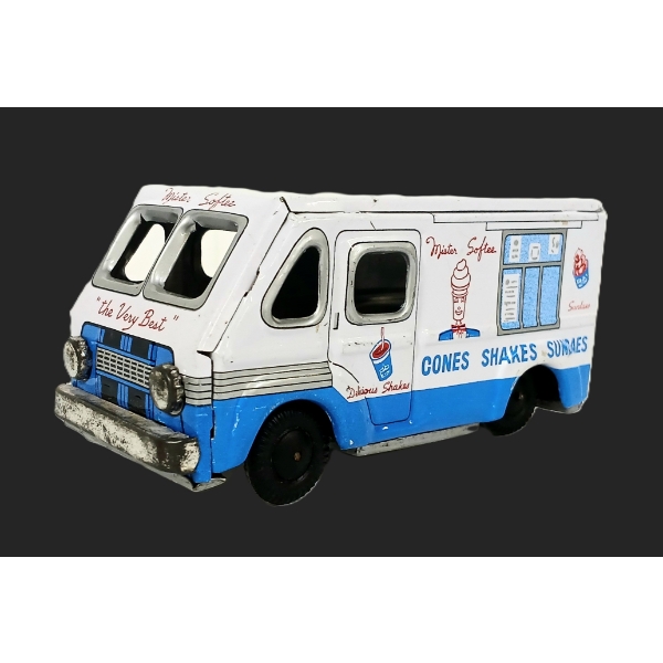 MISTER SOFTEE TIN LITHO FRICTION ICE CREAM TRUCK