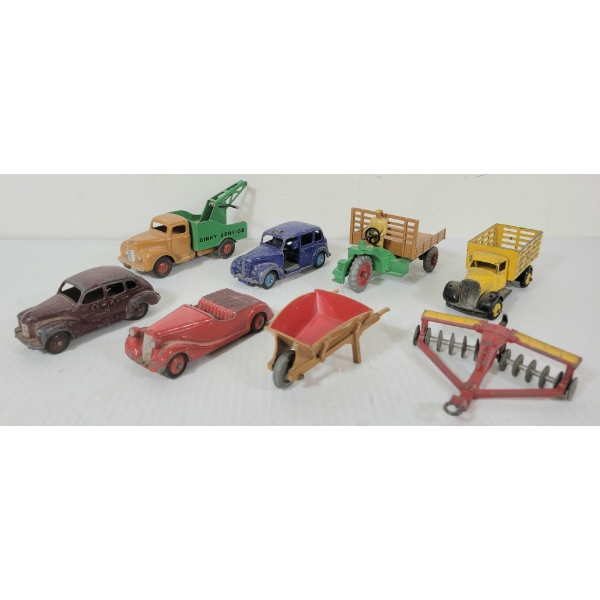 LOT OF 8 - DINKY DIECAST MODELS - SUNBEAM TALBOT, AUSTIN DEVO, COMMER, ETC 