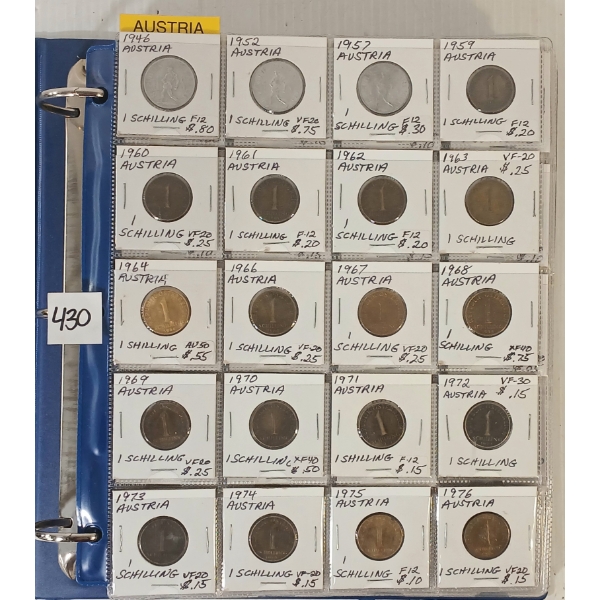 WORLD COINS BINDER - INCL AUSTRIA - BARBADOS