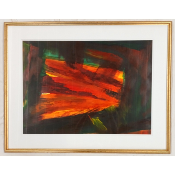 "SUNBURST" BY LUELLA THOMSON (1934 - 2025) - FRAMED MIXED MEDIA ON BOARD
