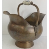 Image 1 : BRASS SCUTTLE BUCKET W/ PORCELAIN HANDLE & LIONS HEAD ACCENTS