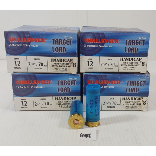 AMMO: 100X CHALLENGER 12GA - 2 3/4IN - #8 SHOT