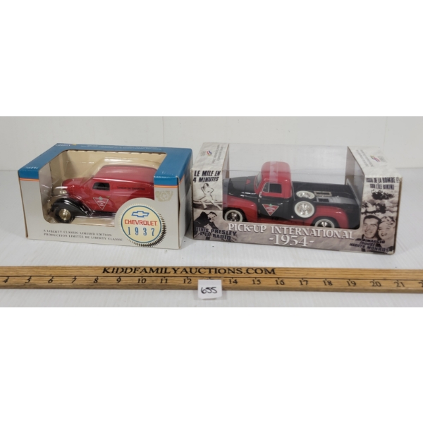 LOT OF 2 - LIBERTY CLASSICS DIECAST 1937 CHEV & 1954 PICKUP COIN BANK