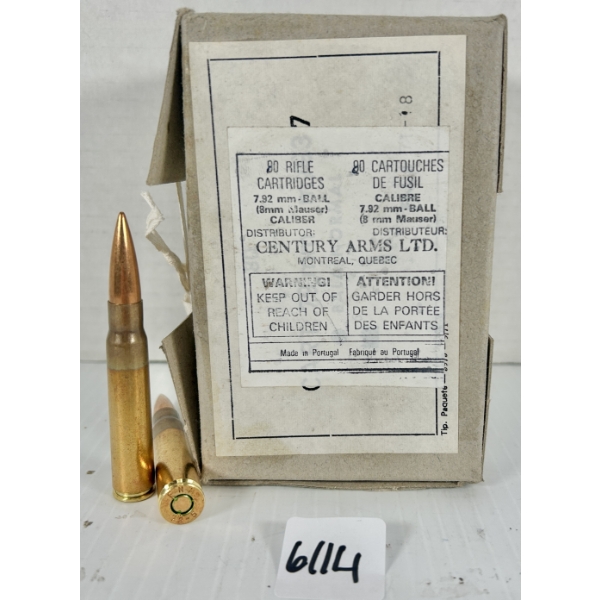 AMMO: 90X FNM 8 MM MAUSER - MILITARY FMJ