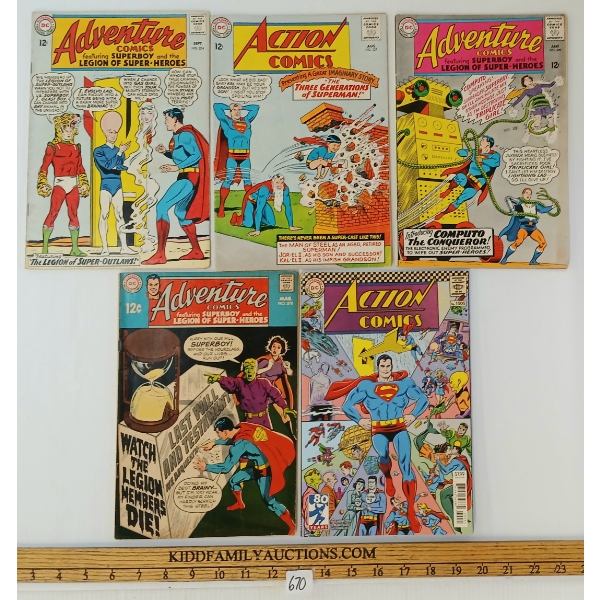 LOT OF 5 - DC COMIC BOOKS - SUPERMAN ACTION & ADVENTURE COMICS