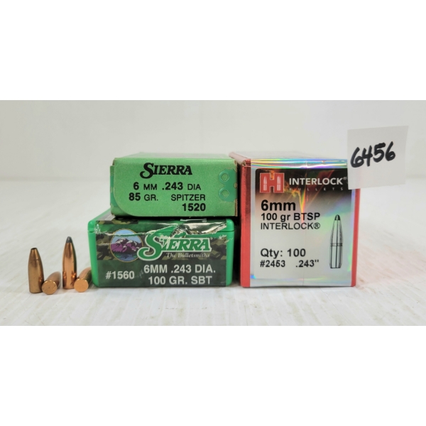BULLETS: 300X MIXED 6MM - 60, 80, 85 & 100GR - BTSP, HP, BT, & SBT