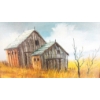 Image 2 : BARN LANDSCAPE BY EVERETT WOODSON (PRS AMERICAN ARTIST) - FRAMED OIL ON BOARD