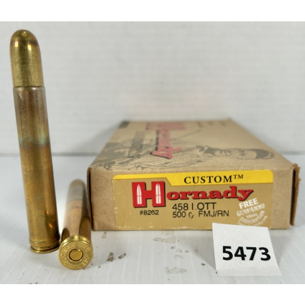 AMMO: 20X HORNADY .458 LOTT - 500 GR FMJ