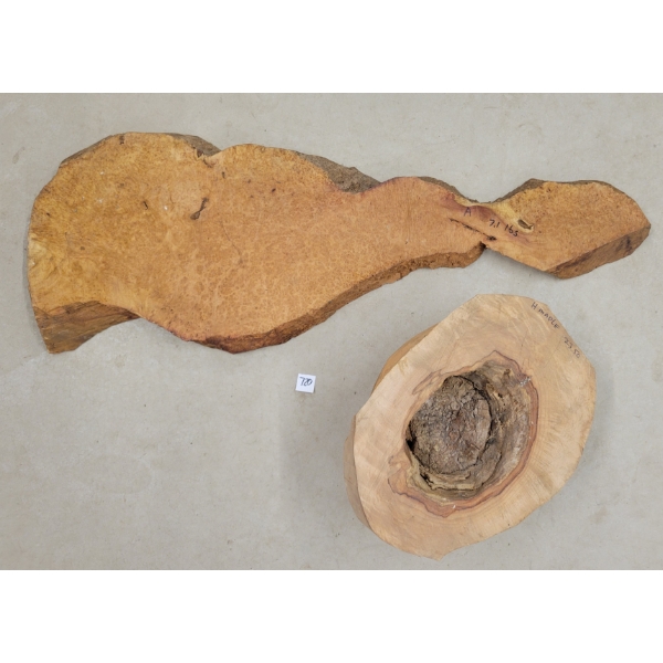 LOT OF 2 - MAPLE BURL & BIRD'S EYE BOARDS - INCL LIVE EDGE