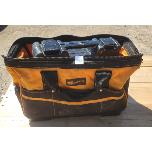 JOB LOT - GALLAGHER TOOL BAG, KLEIN DRILL BITS, RATCHET ETC.