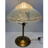 Image 3 : BOUDOIR LAMP W/ EXTRA SHADE - BRASS BASE & BLUE TONE GLASS SHADE